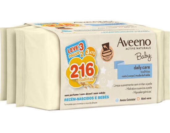 Imagem de Toalhitas Baby AVEENO 3x72un