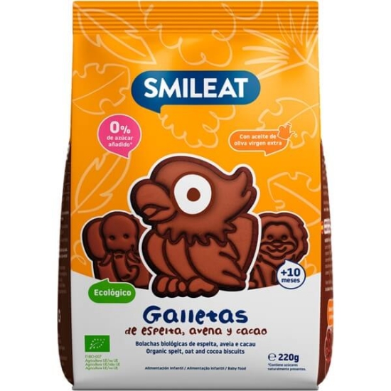 Imagem de Bolachas de Espelta, Aveia e Cacau SMILEAT 220g