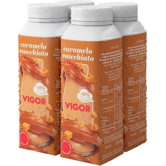 Imagem de Leite com café e sabor a caramelo Macchiato VIGOR 4x200ml