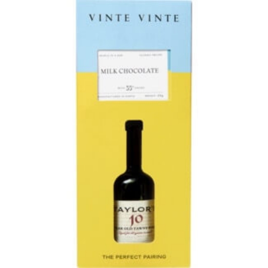 Imagem de Conjunto de Chocolate de Leite com 35% de Cacau e Vinho do Porto Taylor's VINTE VINTE caixa