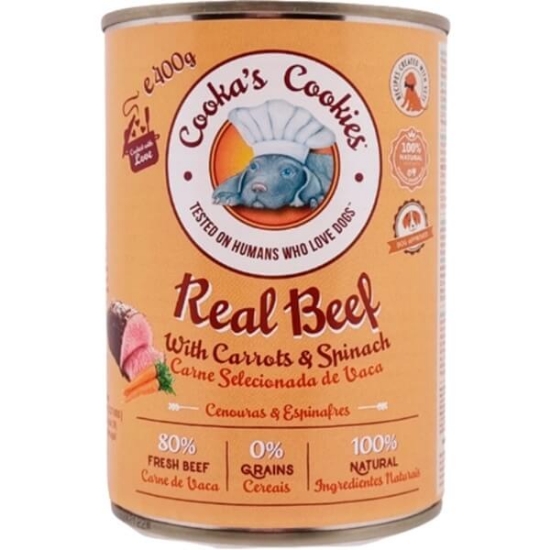 Imagem de Cooka's Cookies Alimento Húmido para Cão Carne Selecionada de Vaca, Cenouras e Espinafres COOKA'S COOKIES  400g