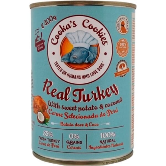 Imagem de Cooka's Cookies Alimento Húmido para Cão Carne Selecionada de Perú, Batata Doce e Coco COOKA'S COOKIES 400g