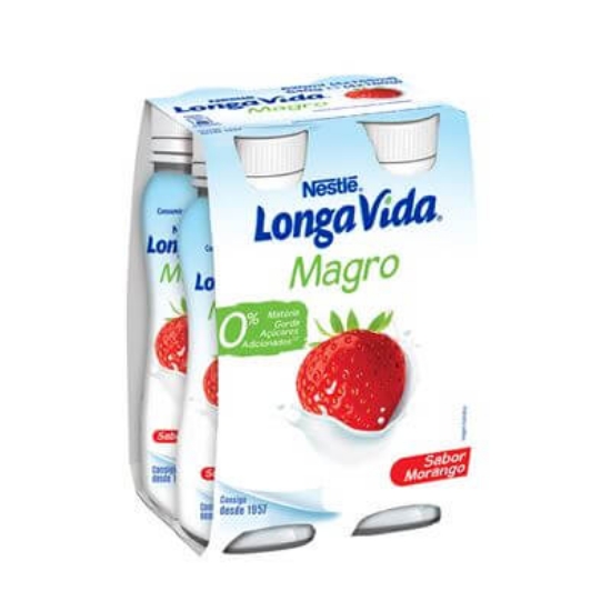 Imagem de Iogurte Liquido Morango 4X160G 0% Lv LONGA VIDA 4x160g