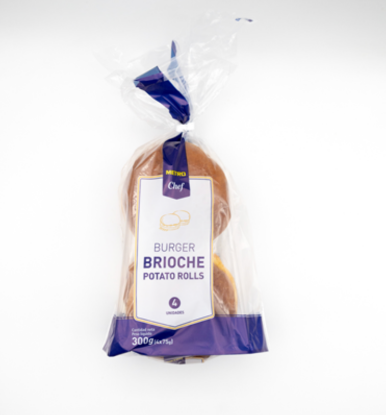 Mostrar detalhes para Metro Chef Pão de Hambúrguer Brioche com Batata Doce 300G Imagem de Metro Chef Pão de Hambúrguer Brioche com Batata Doce 300G